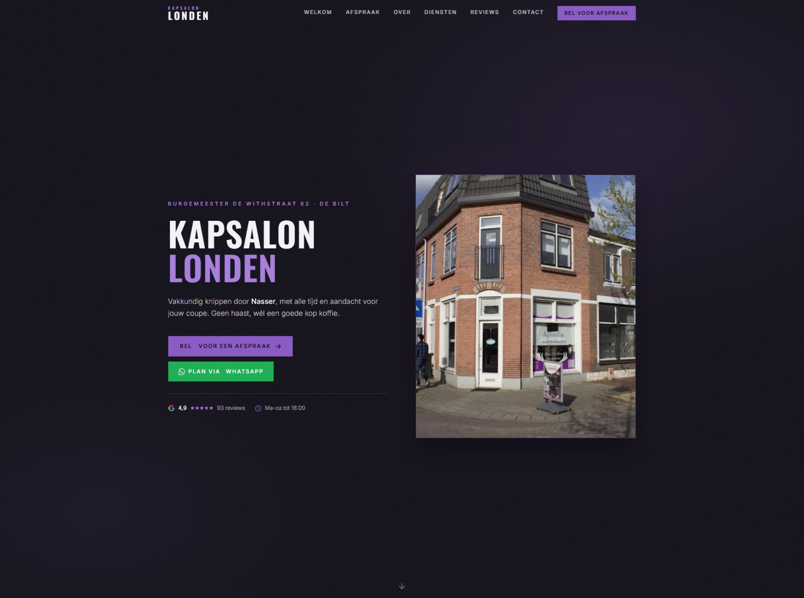 Homepage van Kapsalon Londen, herenkapper in De Bilt