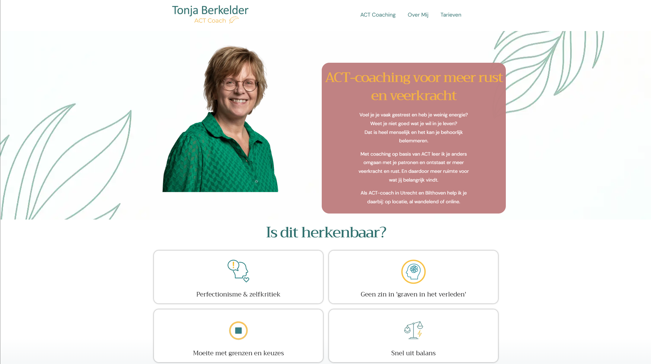 Homepage van Tonja Berkelder ACT Coaching